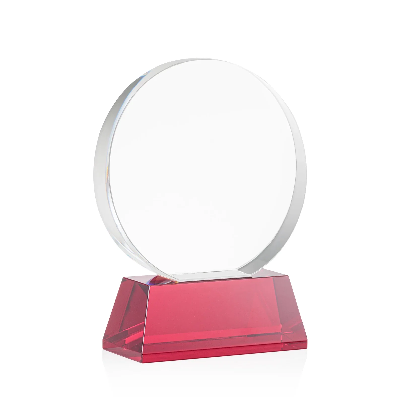 Custom engraved Extra Thick Optical Crystal Circle Award with Second Etch Position, awards for volunteer appreciation