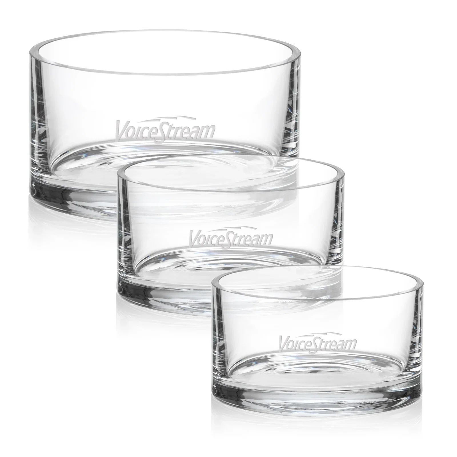 Custom Cylindrical Lead Free Crystalline Bowl with Heavy Rounded Base for employee recognition