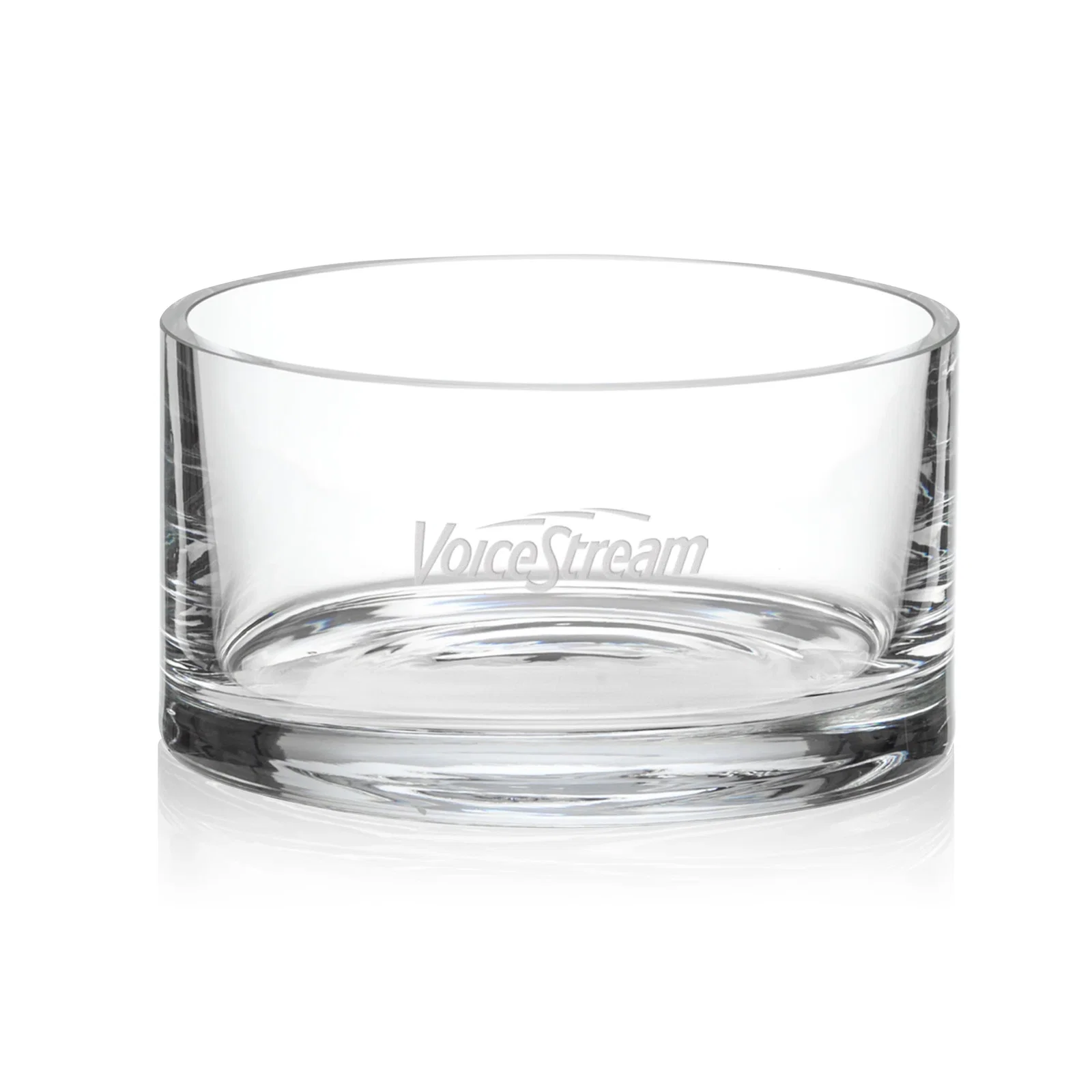 Custom Cylindrical Lead Free Crystalline Bowl with Heavy Rounded Base for corporate award ceremonies
