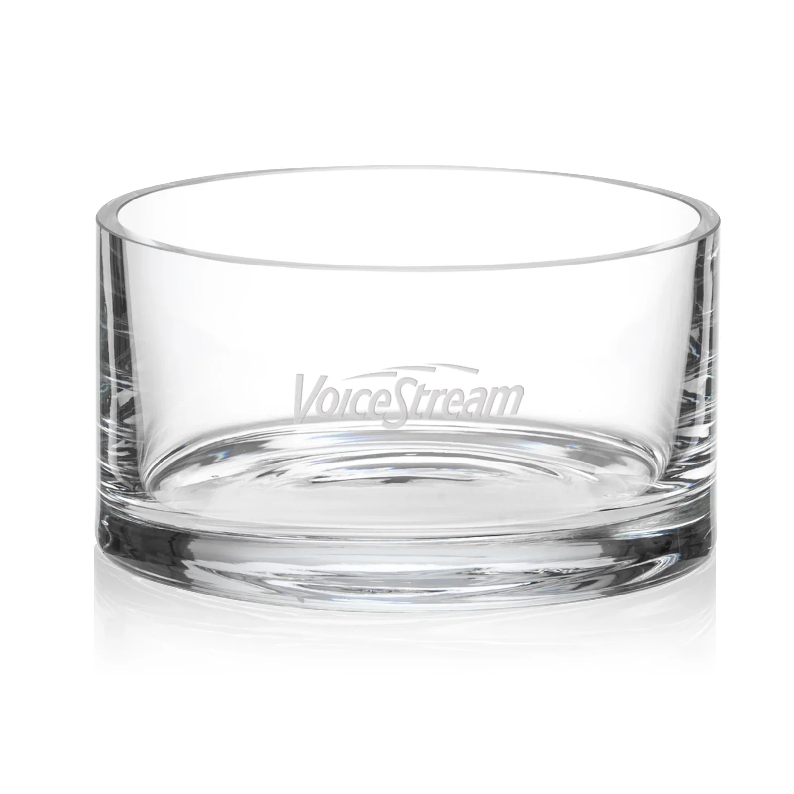 Custom Cylindrical Lead Free Crystalline Bowl with Heavy Rounded Base for service anniversary gifts