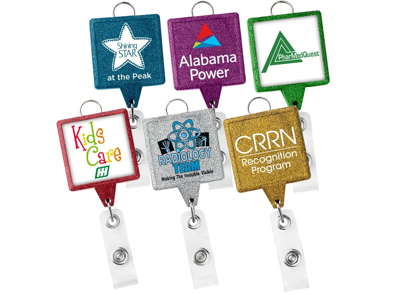 Glitter Rectractable Badge Reel with Lanyard Attachment — view 3