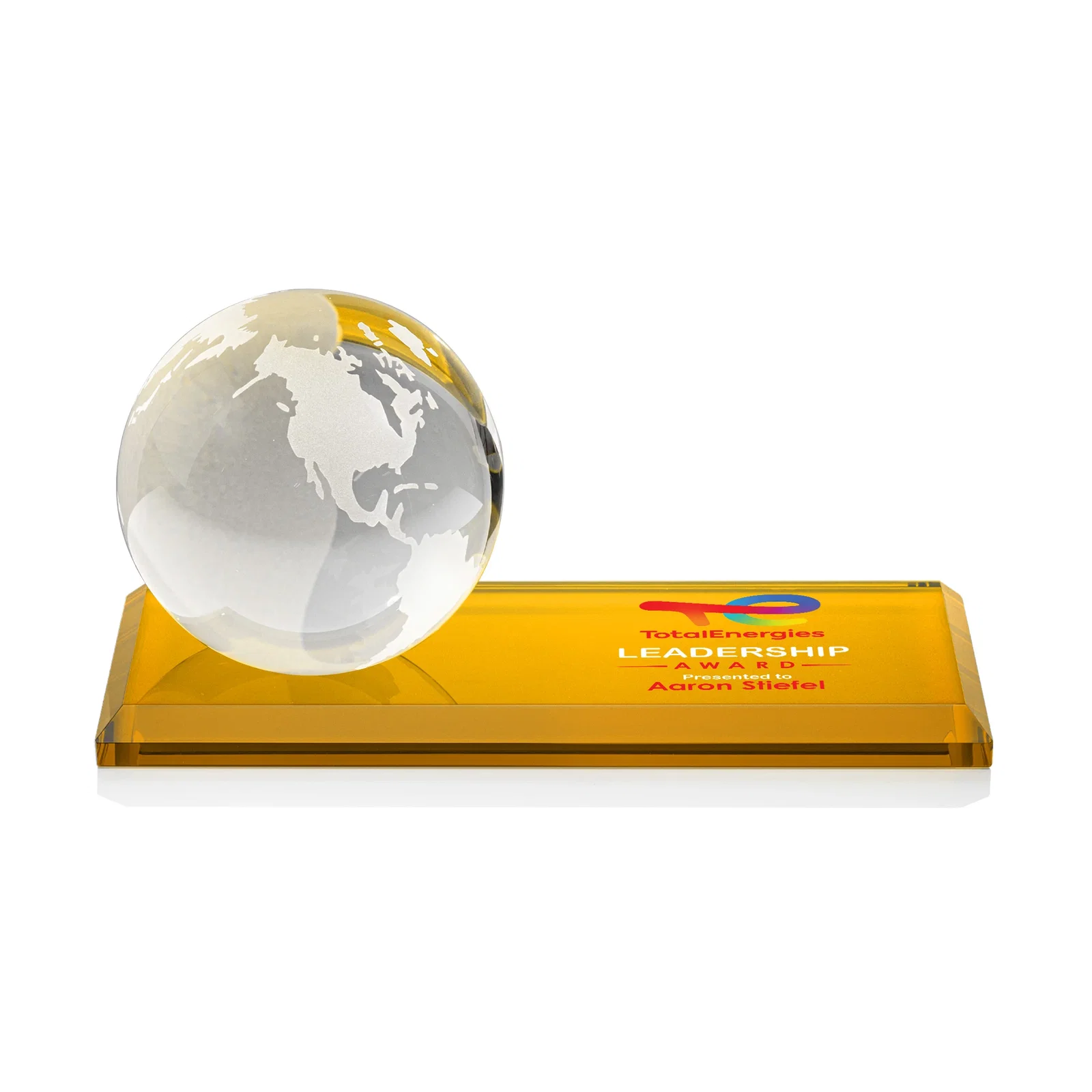 Promotional Rotating Globe Crystal Award, 5"-8" on Flat Rectangular Base for graduation ceremonies