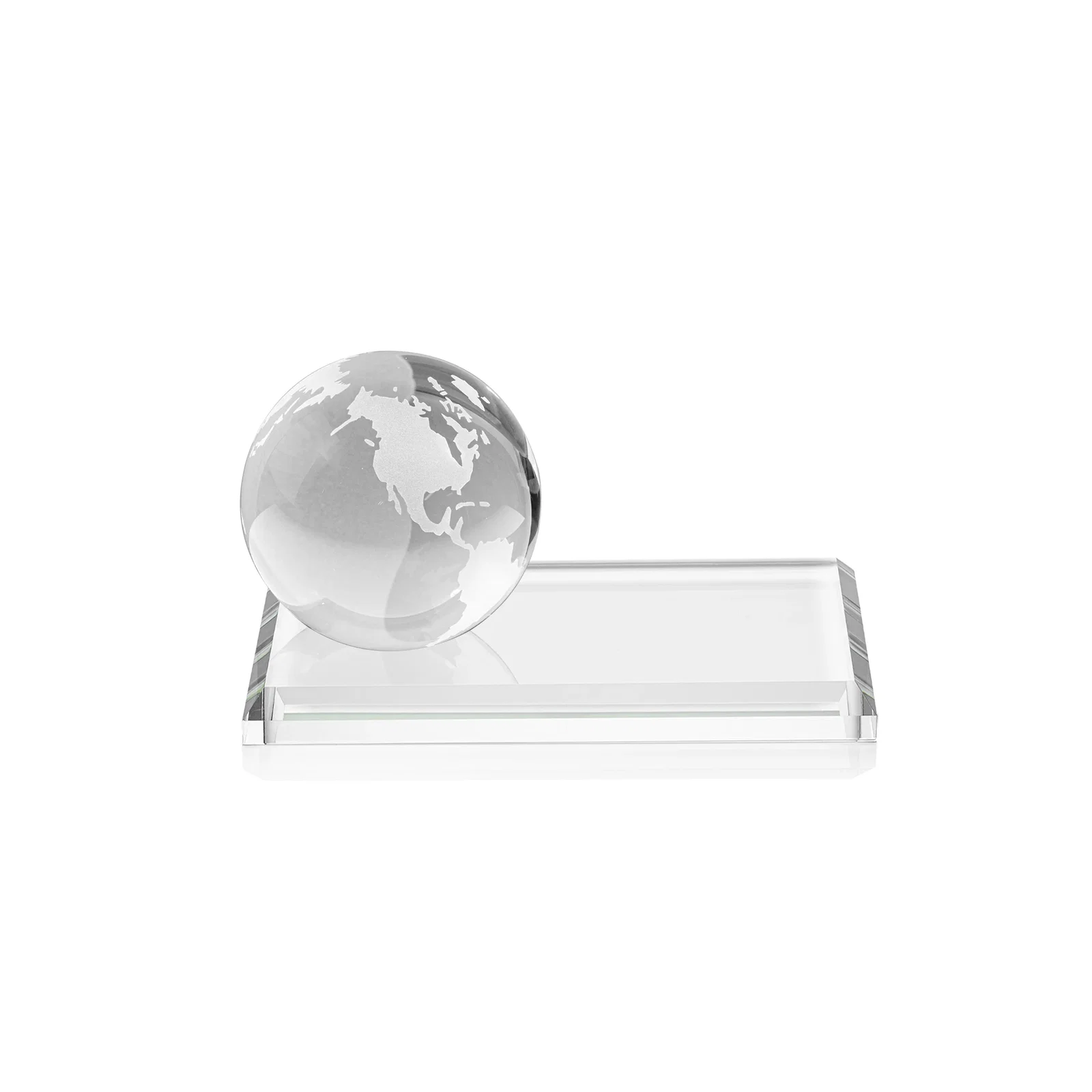 Customized Rotating Globe Crystal Award, 5"-8" on Flat Rectangular Base for corporate award ceremonies