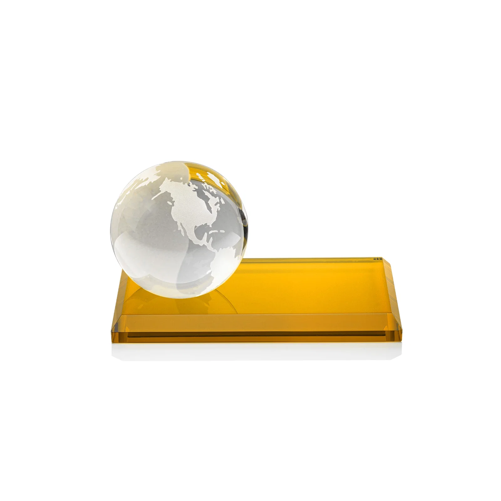 Customized Rotating Globe Crystal Award, 5"-8" on Flat Rectangular Base for graduation ceremonies