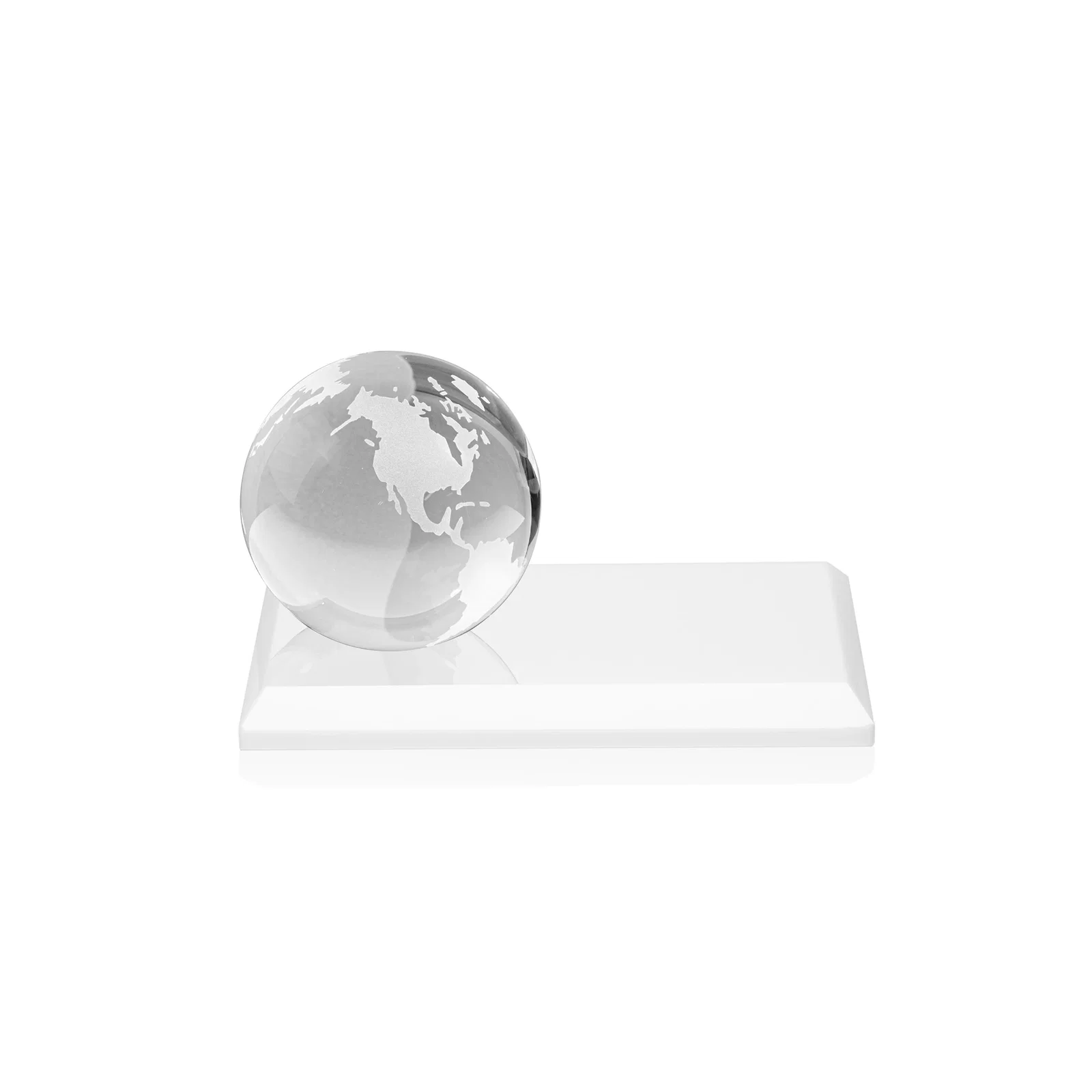 Custom engraved Rotating Globe Crystal Award, 5"-8" on Flat Rectangular Base for corporate award ceremonies