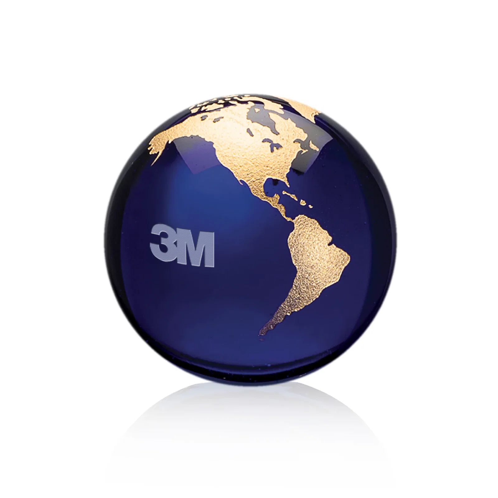 Custom Round Globe Crystal Paperweight, 2.375"-6" with Etched Continents for corporate award ceremonies