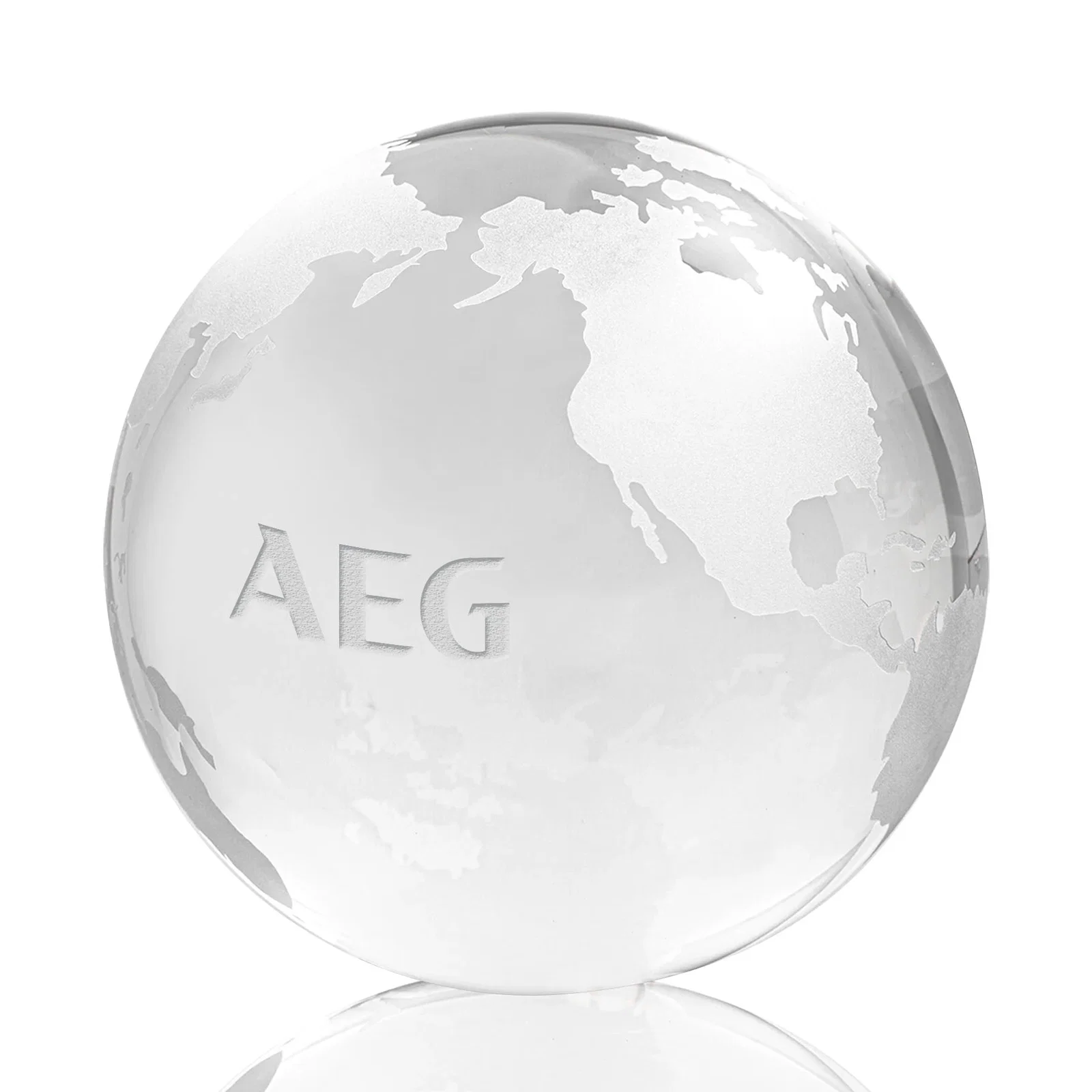 Personalized Round Globe Crystal Paperweight, 2.375"-6" with Etched Continents for volunteer appreciation
