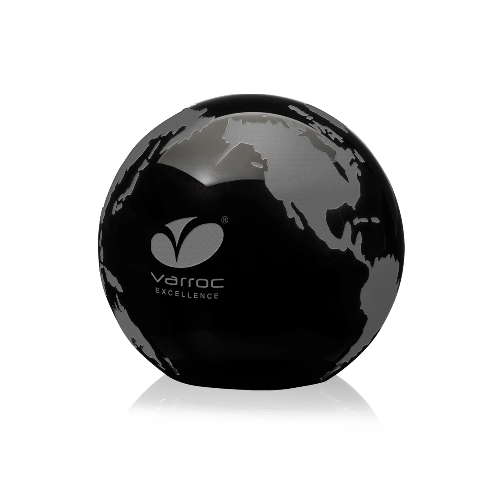 Promotional Round Globe Crystal Paperweight, 2.375"-6" with Etched Continents for employee recognition