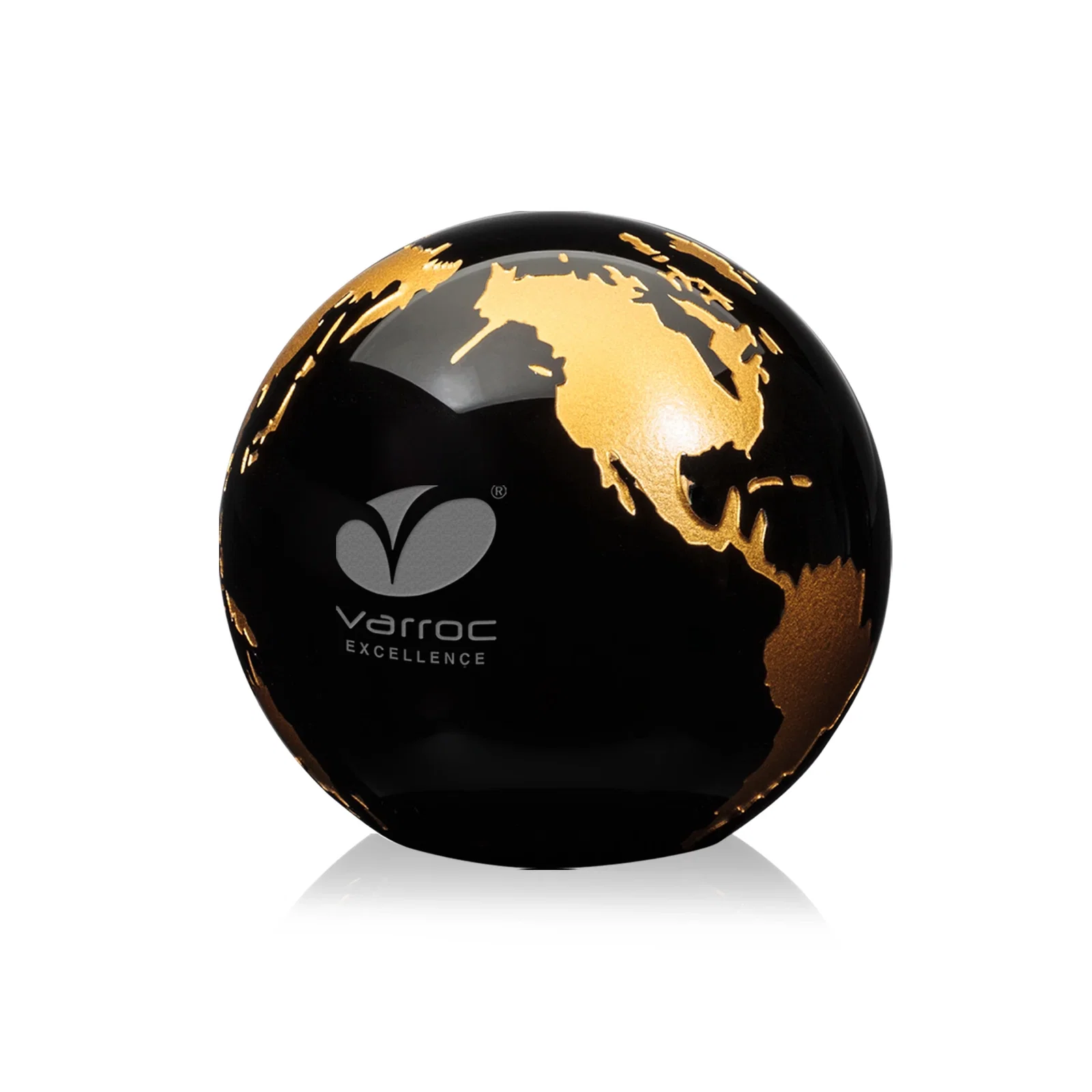 Promotional Round Globe Crystal Paperweight, 2.375"-6" with Etched Continents for corporate award ceremonies