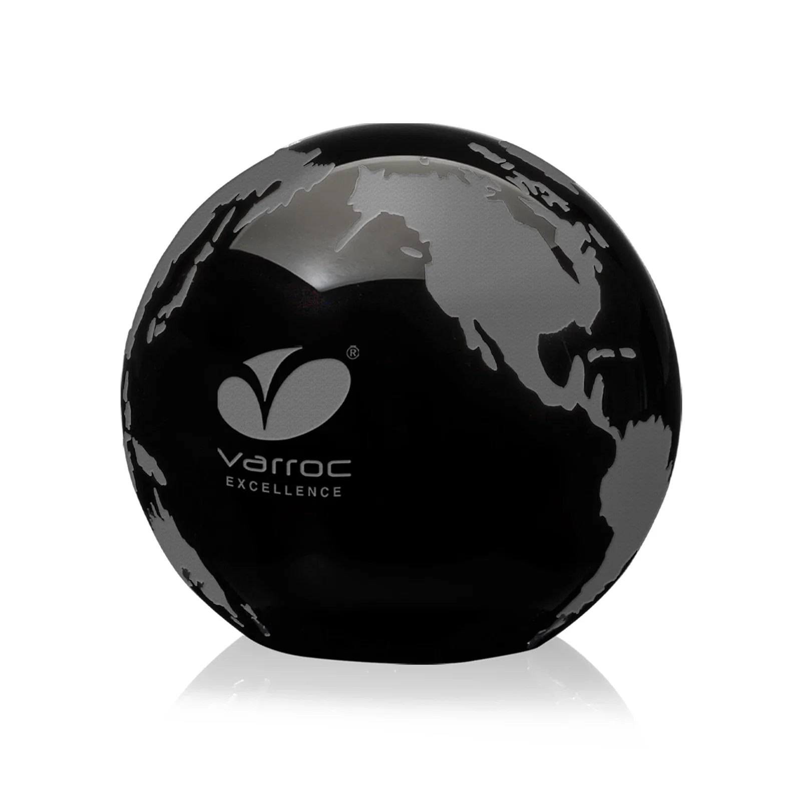 Promotional Round Globe Crystal Paperweight, 2.375"-6" with Etched Continents for sales achievement awards