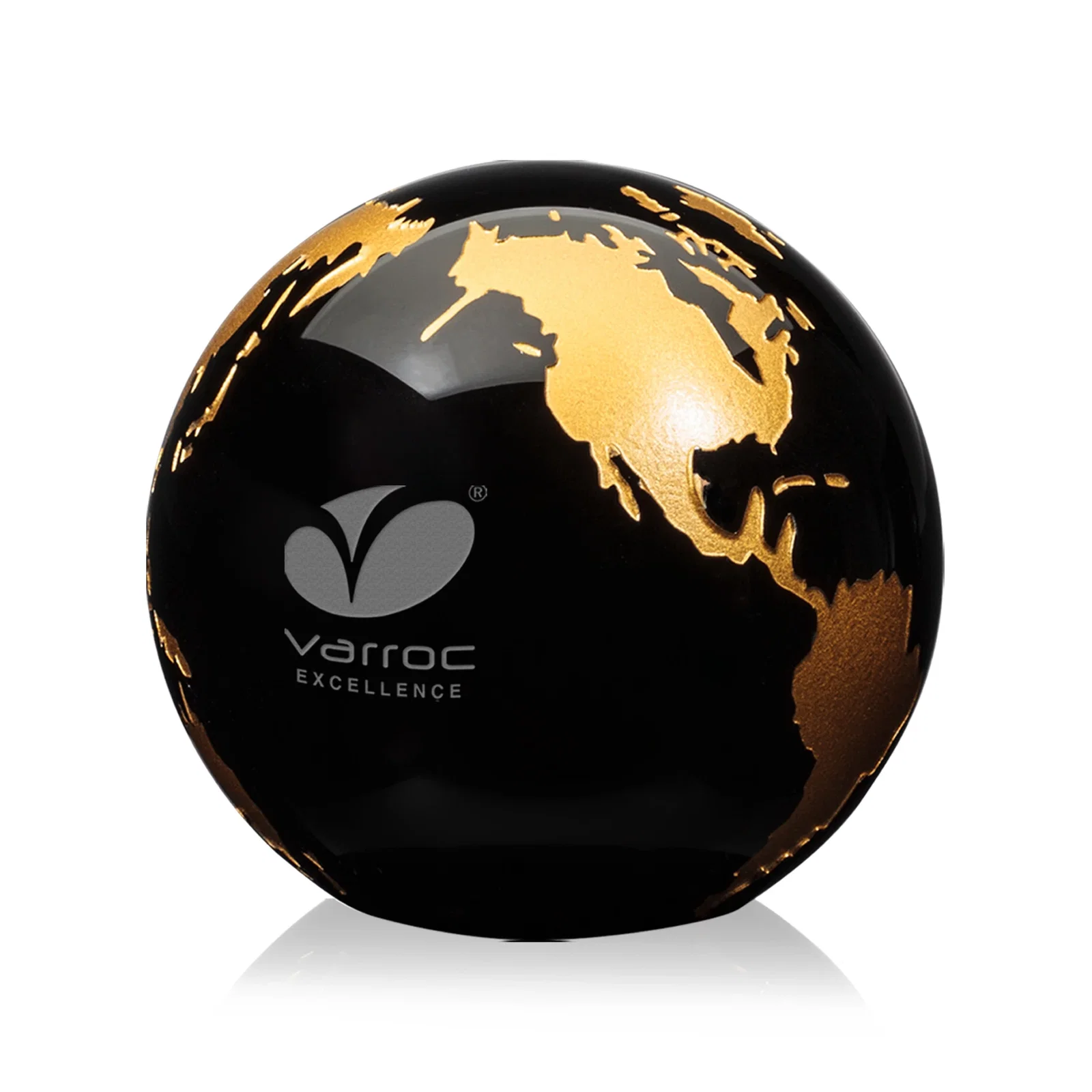 Promotional Round Globe Crystal Paperweight, 2.375"-6" with Etched Continents for retirement presentations