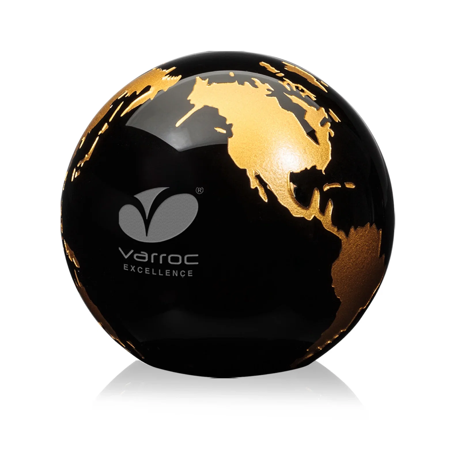Promotional Round Globe Crystal Paperweight, 2.375"-6" with Etched Continents for donor appreciation