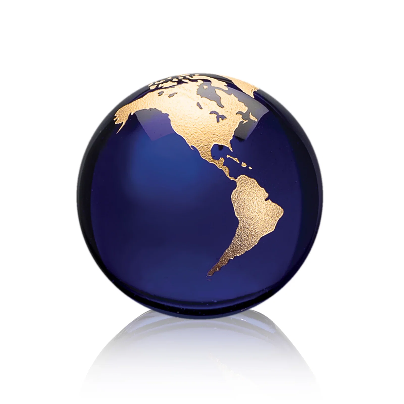Promotional Round Globe Crystal Paperweight, 2.375"-6" with Etched Continents for safety achievement programs