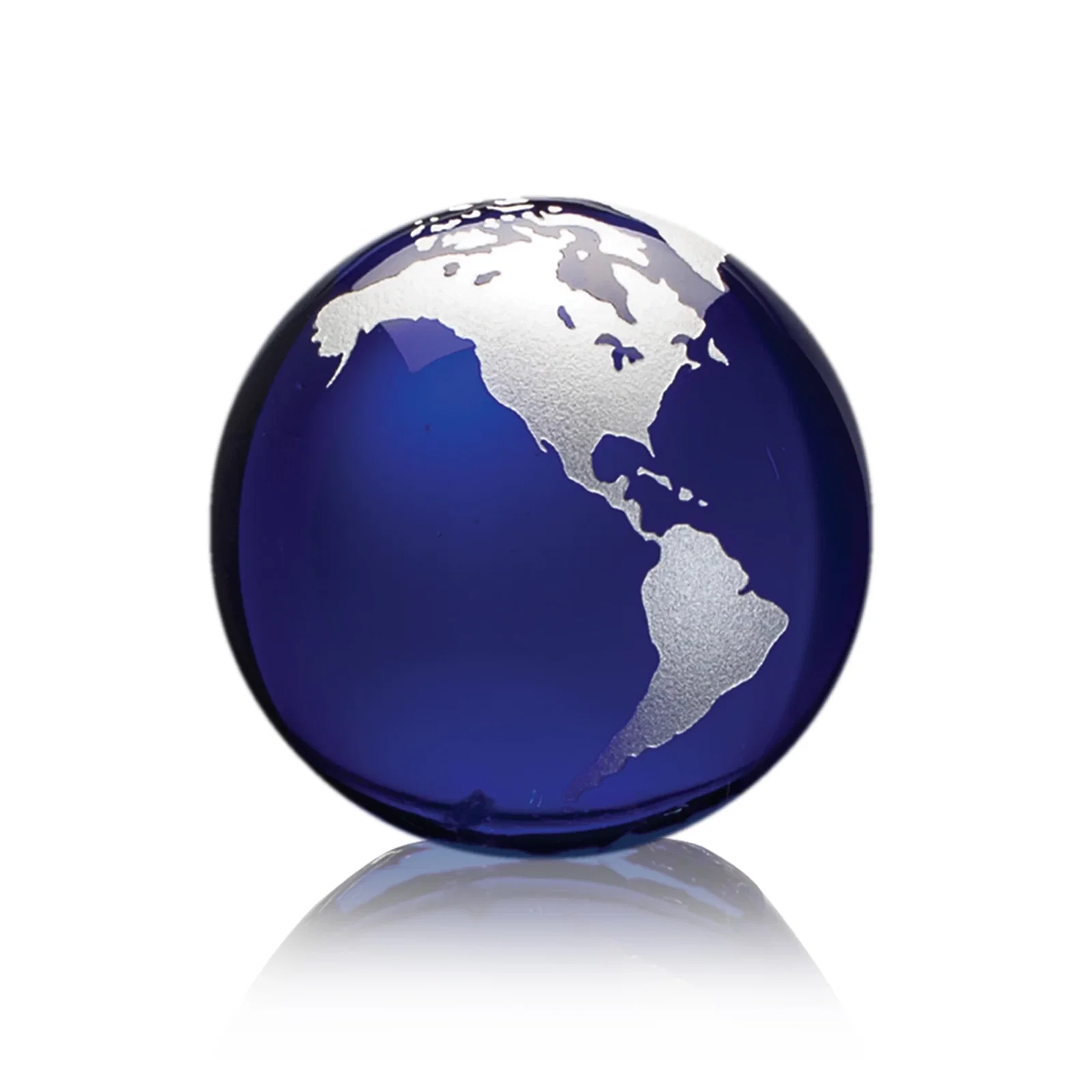 Promotional Round Globe Crystal Paperweight, 2.375"-6" with Etched Continents for volunteer appreciation