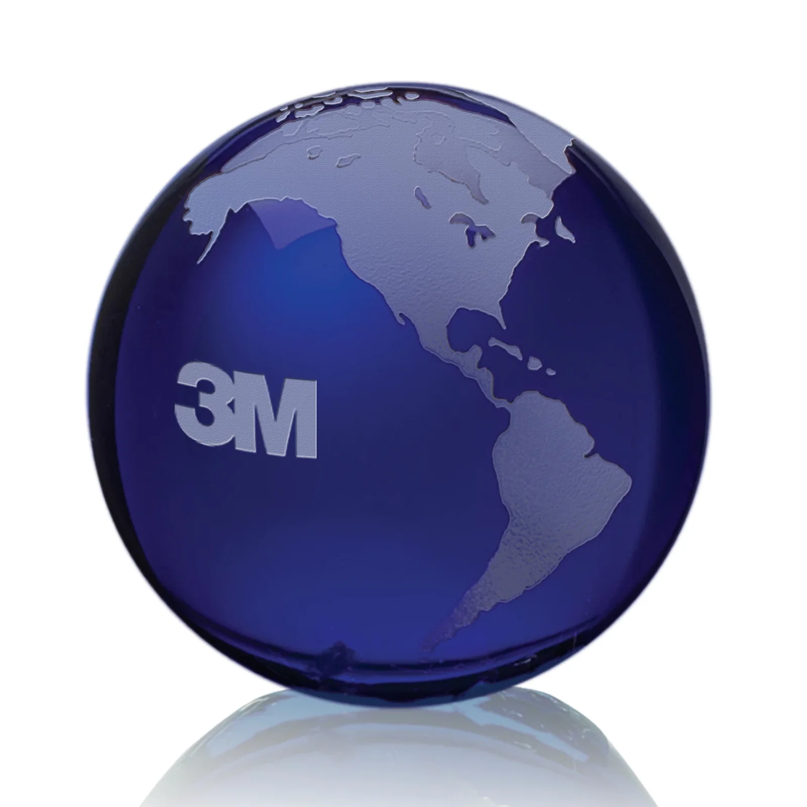 Promotional Round Globe Crystal Paperweight, 2.375"-6" with Etched Continents for dealer and partner awards