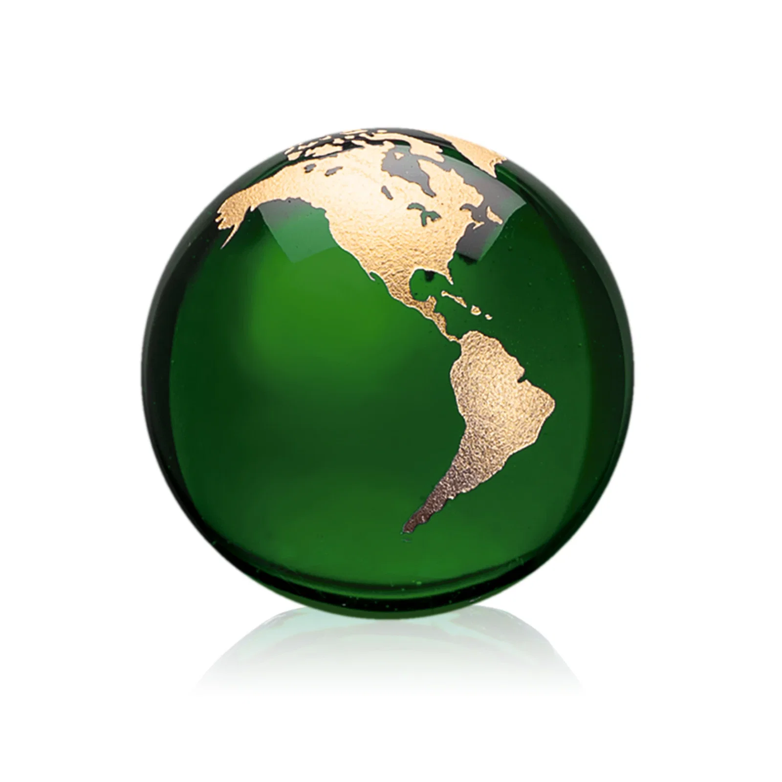 Branded Round Globe Crystal Paperweight, 2.375"-6" with Etched Continents for sales achievement awards
