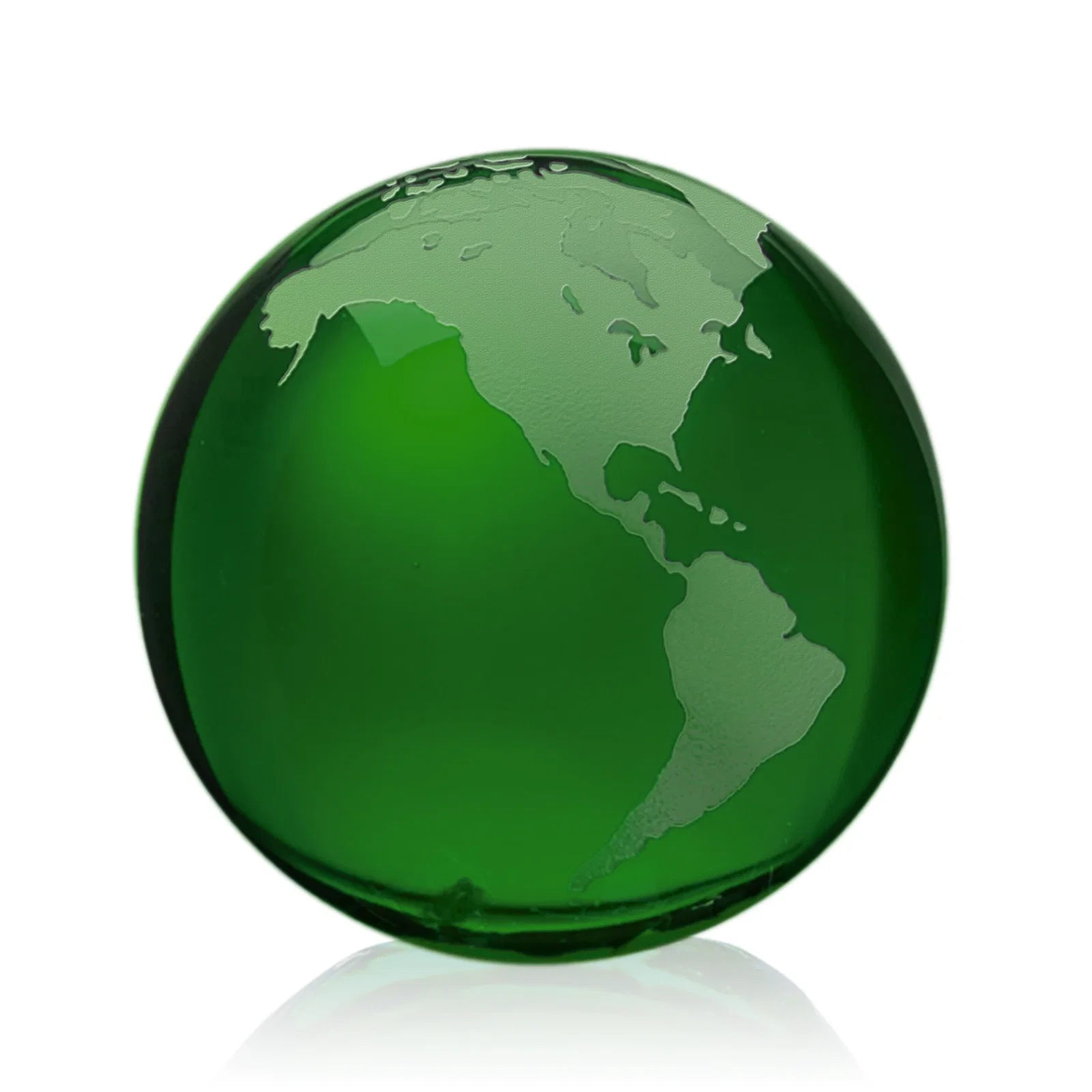 Branded Round Globe Crystal Paperweight, 2.375"-6" with Etched Continents for team milestone celebrations
