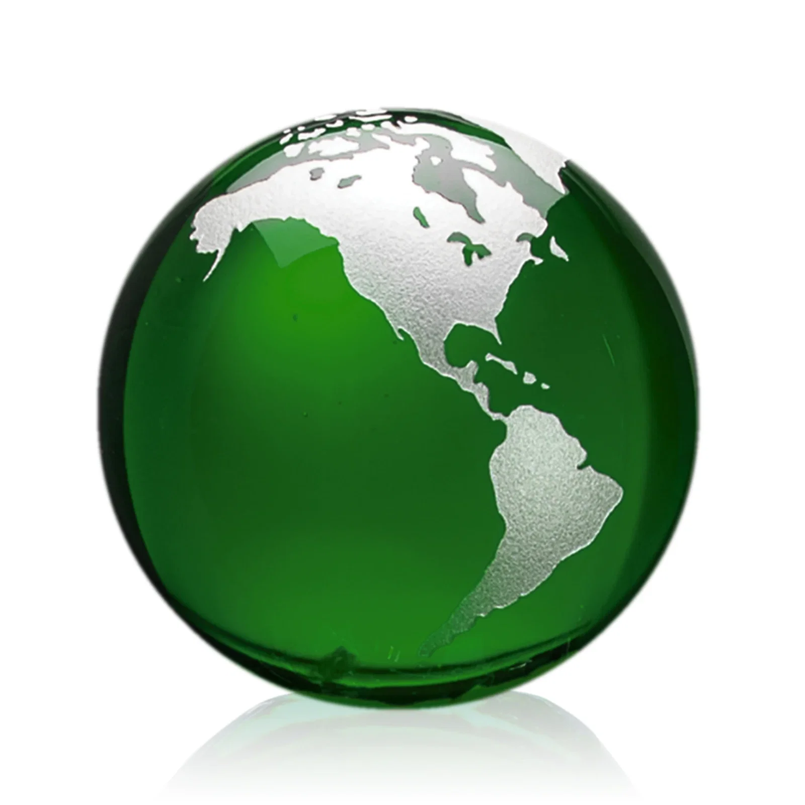 Branded Round Globe Crystal Paperweight, 2.375"-6" with Etched Continents for graduation ceremonies