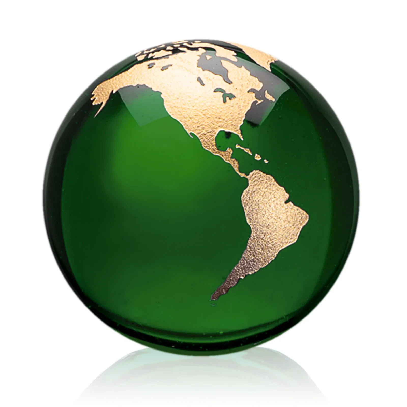 Branded Round Globe Crystal Paperweight, 2.375"-6" with Etched Continents for safety achievement programs