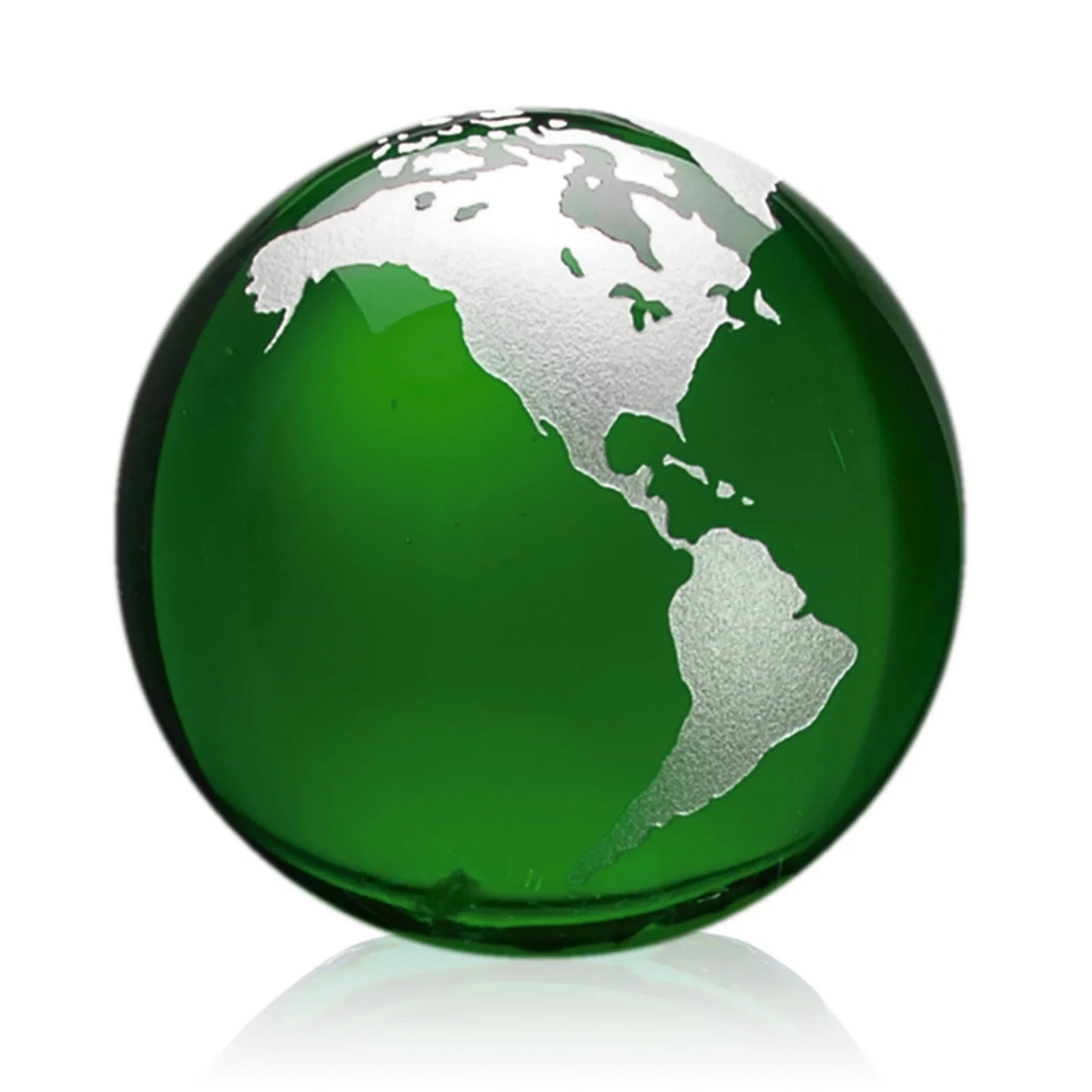 Branded Round Globe Crystal Paperweight, 2.375"-6" with Etched Continents for volunteer appreciation