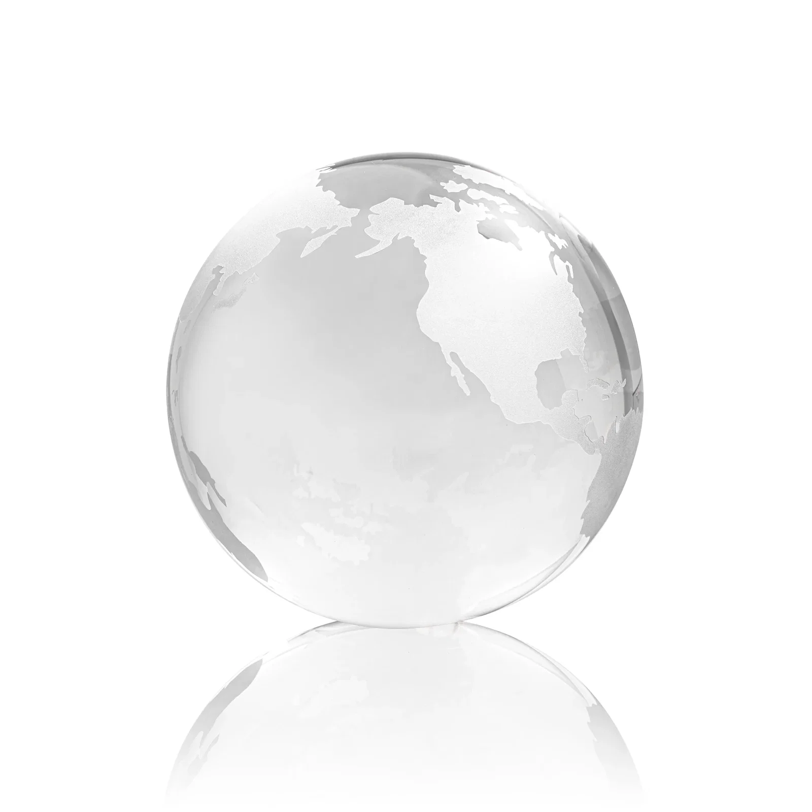 Branded Round Globe Crystal Paperweight, 2.375"-6" with Etched Continents for dealer and partner awards