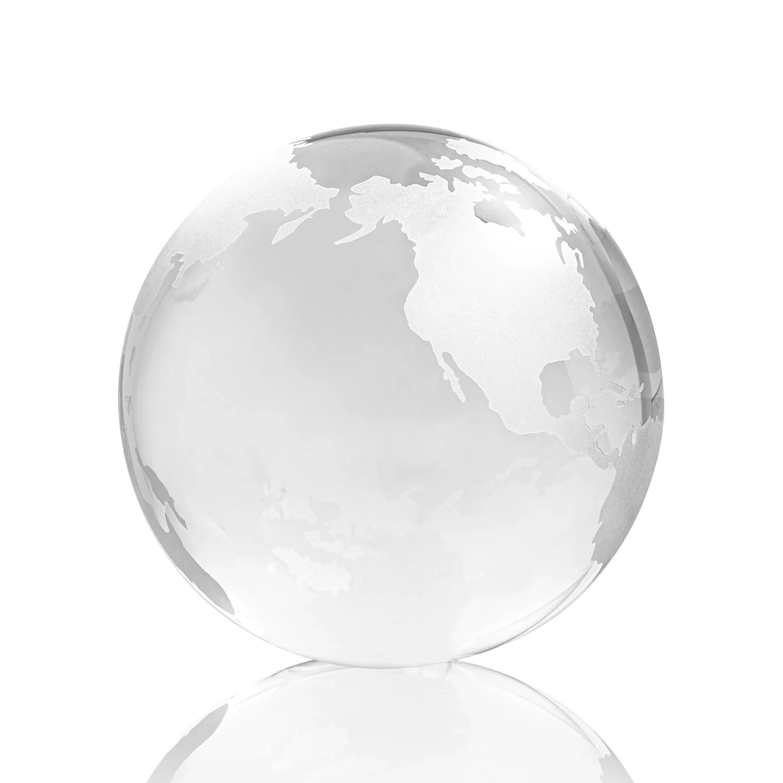Custom printed Round Globe Crystal Paperweight, 2.375"-6" with Etched Continents for employee recognition