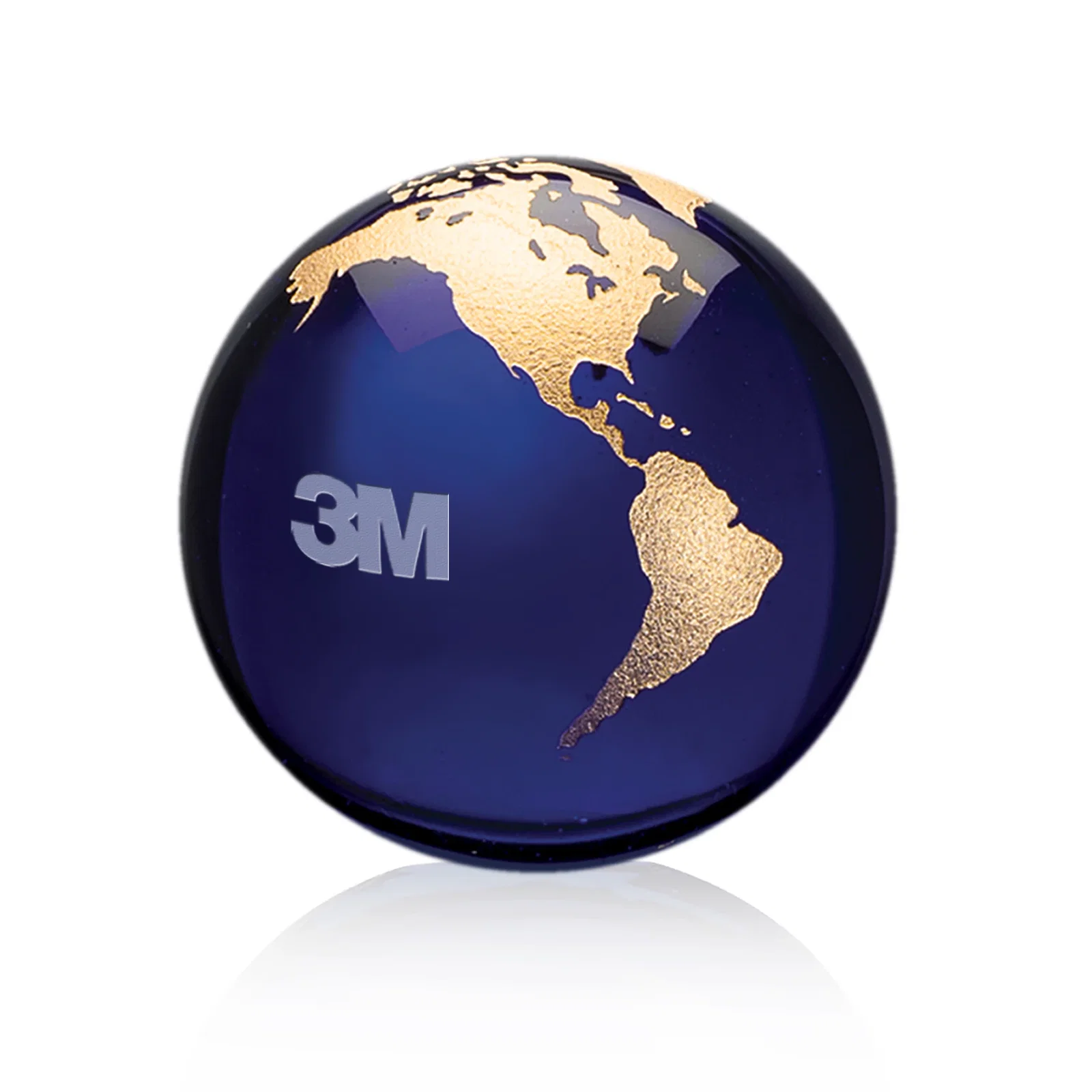 Custom Round Globe Crystal Paperweight, 2.375"-6" with Etched Continents for retirement presentations