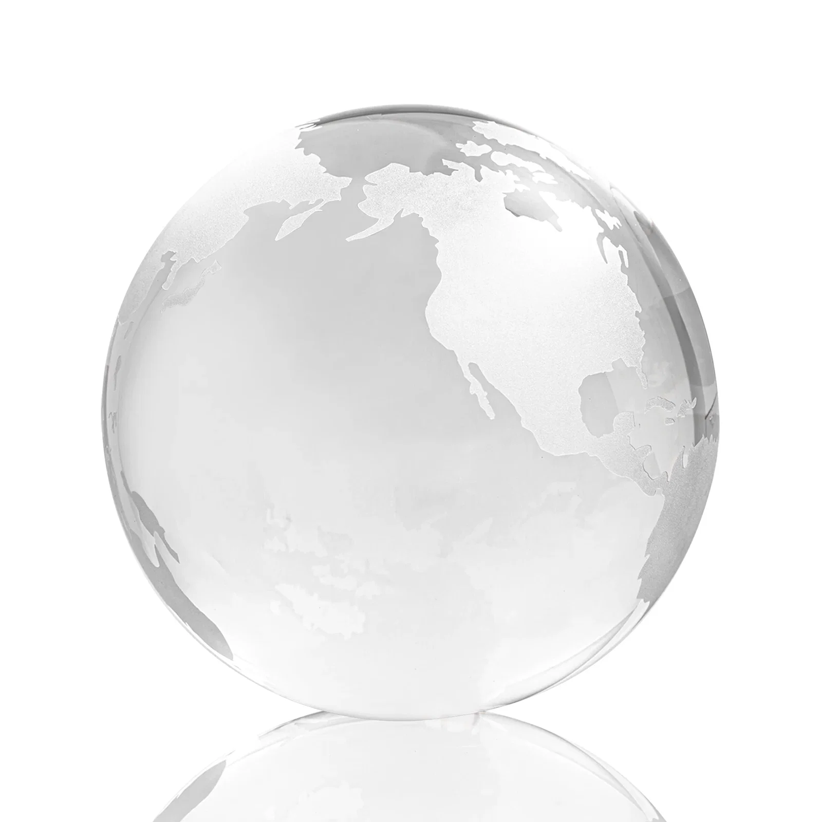 Custom printed Round Globe Crystal Paperweight, 2.375"-6" with Etched Continents for corporate award ceremonies