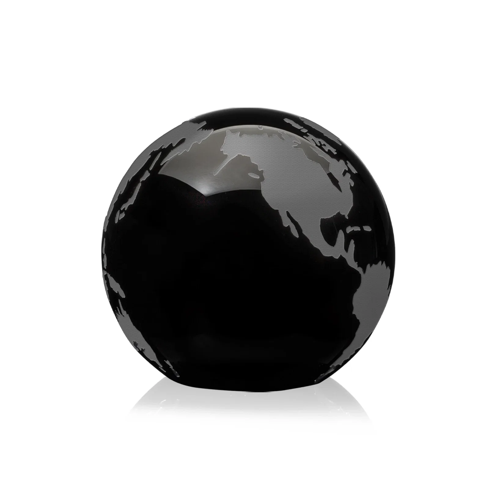 Custom printed Round Globe Crystal Paperweight, 2.375"-6" with Etched Continents for sales achievement awards