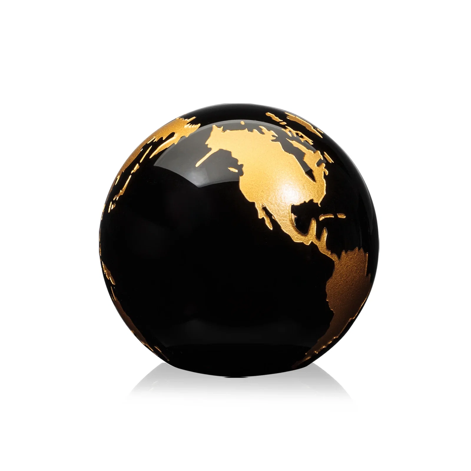 Custom printed Round Globe Crystal Paperweight, 2.375"-6" with Etched Continents for retirement presentations