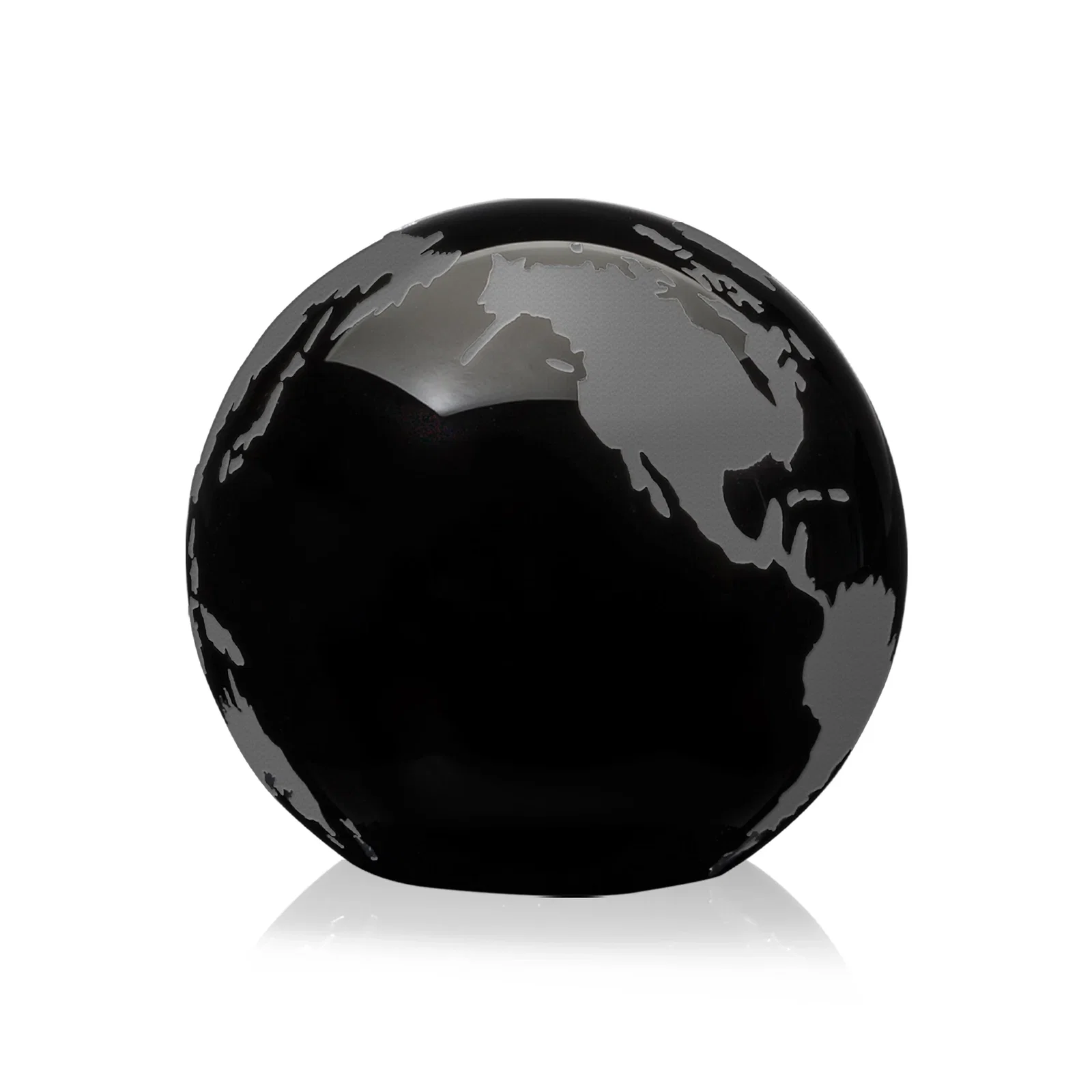 Custom printed Round Globe Crystal Paperweight, 2.375"-6" with Etched Continents for donor appreciation