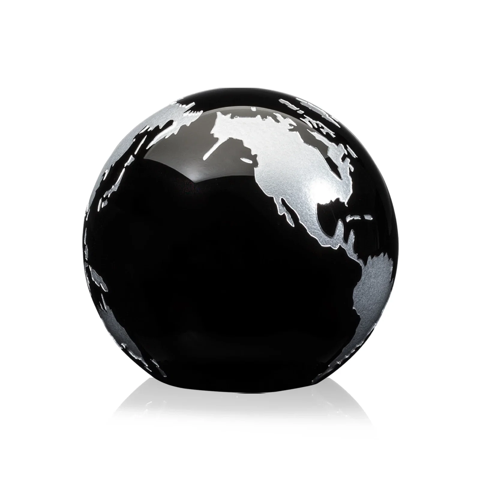Custom printed Round Globe Crystal Paperweight, 2.375"-6" with Etched Continents for safety achievement programs