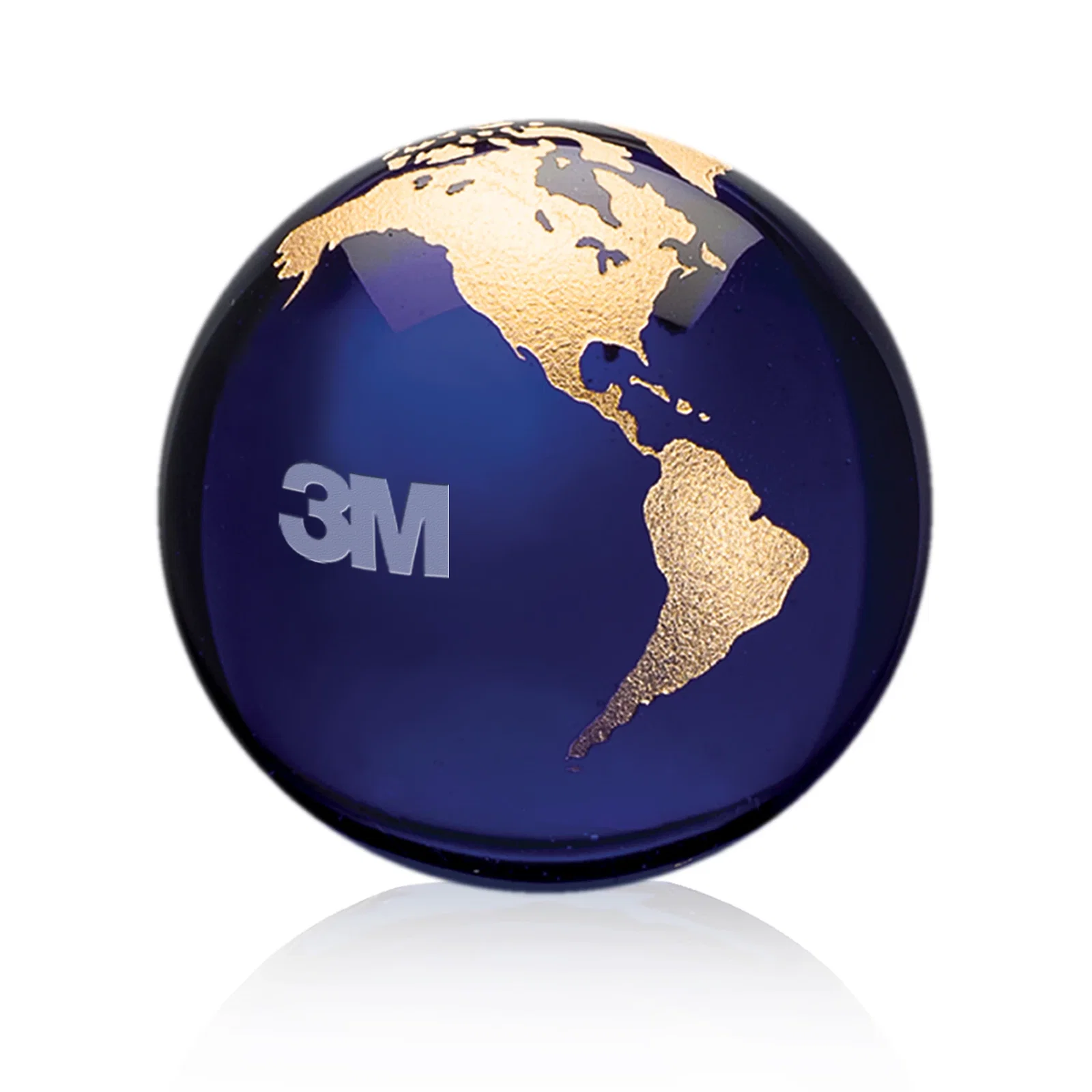 Custom Round Globe Crystal Paperweight, 2.375"-6" with Etched Continents for donor appreciation