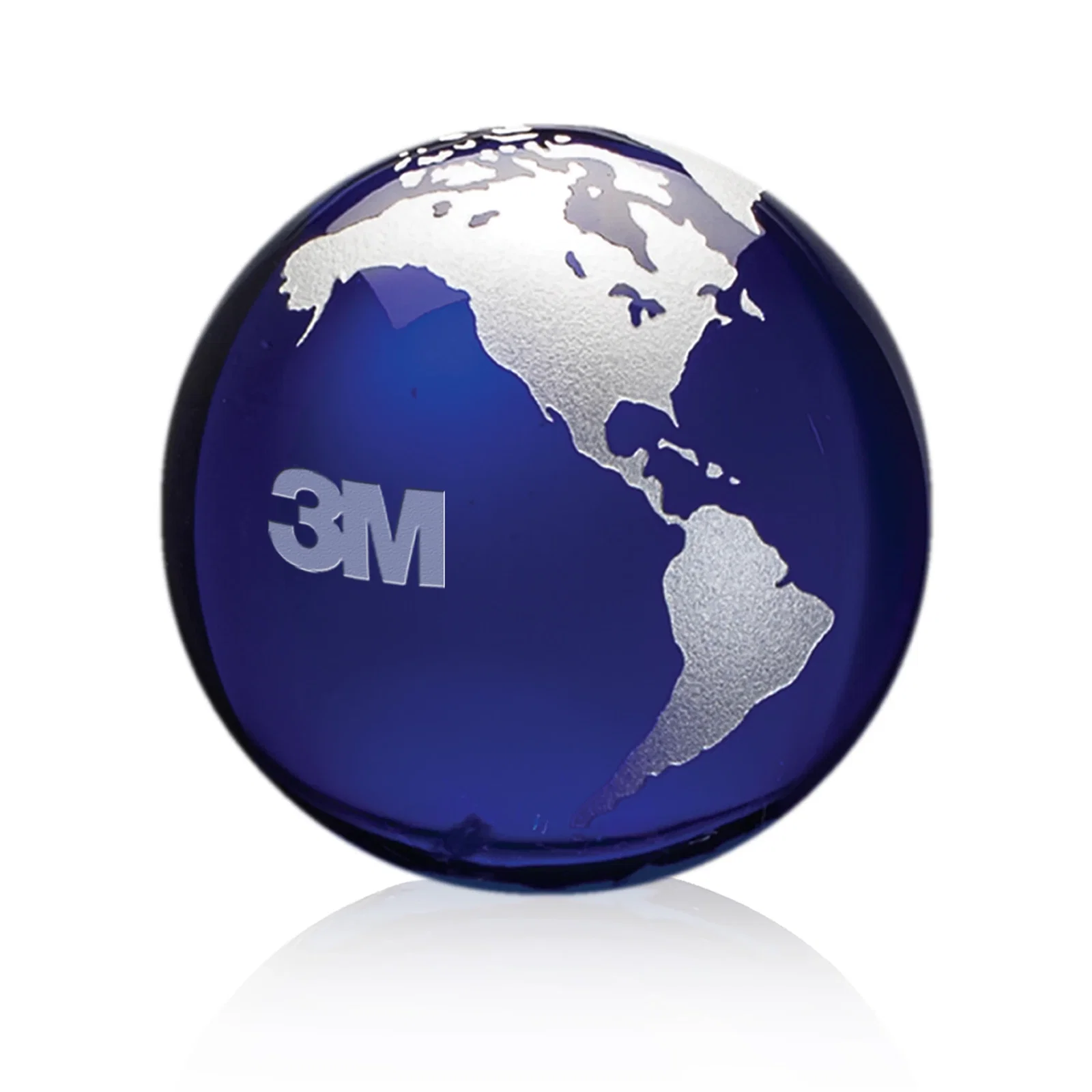 Custom Round Globe Crystal Paperweight, 2.375"-6" with Etched Continents for graduation ceremonies