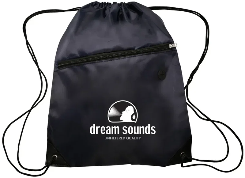 Custom Globe Trotter Drawstring Backpack - 210D Polyester with Front Pocket — view 4