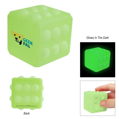Cube rotated to show a second face of poppable bubbles