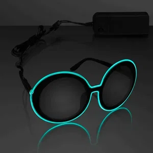 Glow LED Wire Round Sunglasses (Dark Tinted Lenses)