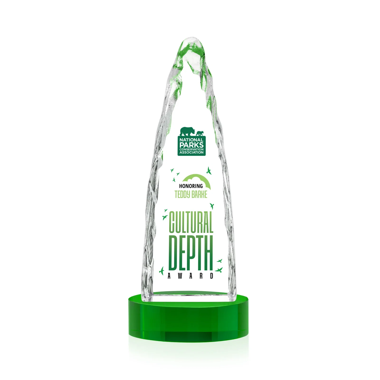Custom Optical Crystal Tower Award with a Sheared Iceberg Silhouette, awards, with your logo for service anniversary gifts