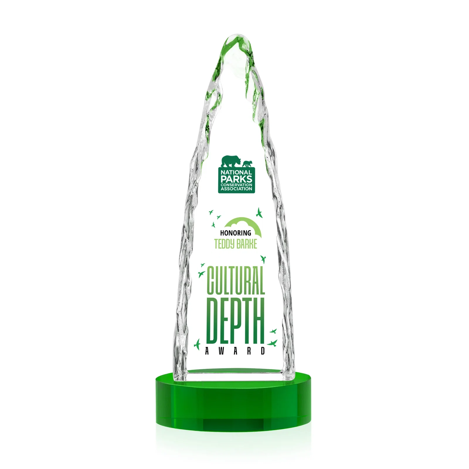 Custom Optical Crystal Tower Award with a Sheared Iceberg Silhouette, awards, with your logo for sales achievement awards