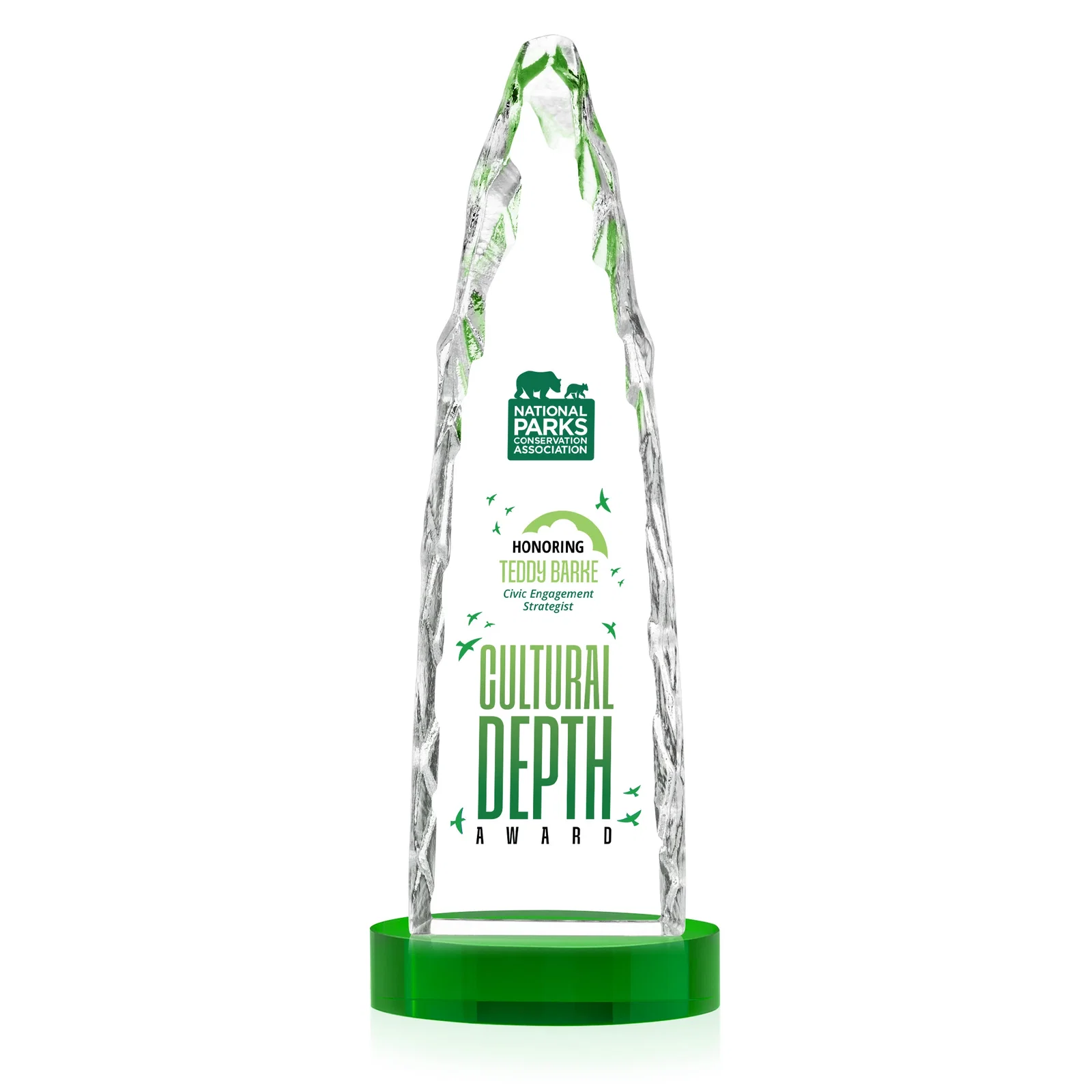 Custom Optical Crystal Tower Award with a Sheared Iceberg Silhouette, awards, with your logo for team milestone celebrations