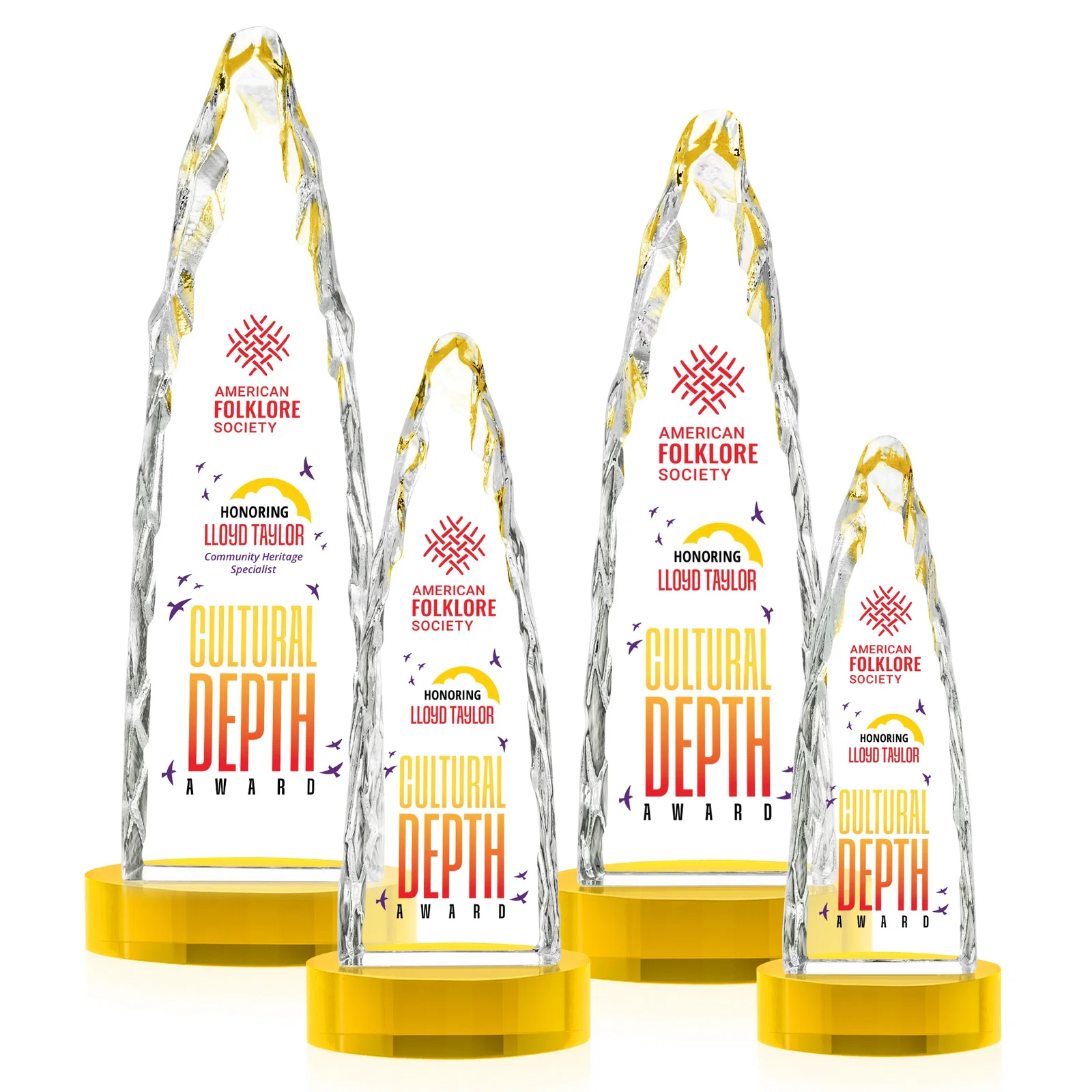 Custom Optical Crystal Tower Award with a Sheared Iceberg Silhouette, awards, with your logo for graduation ceremonies