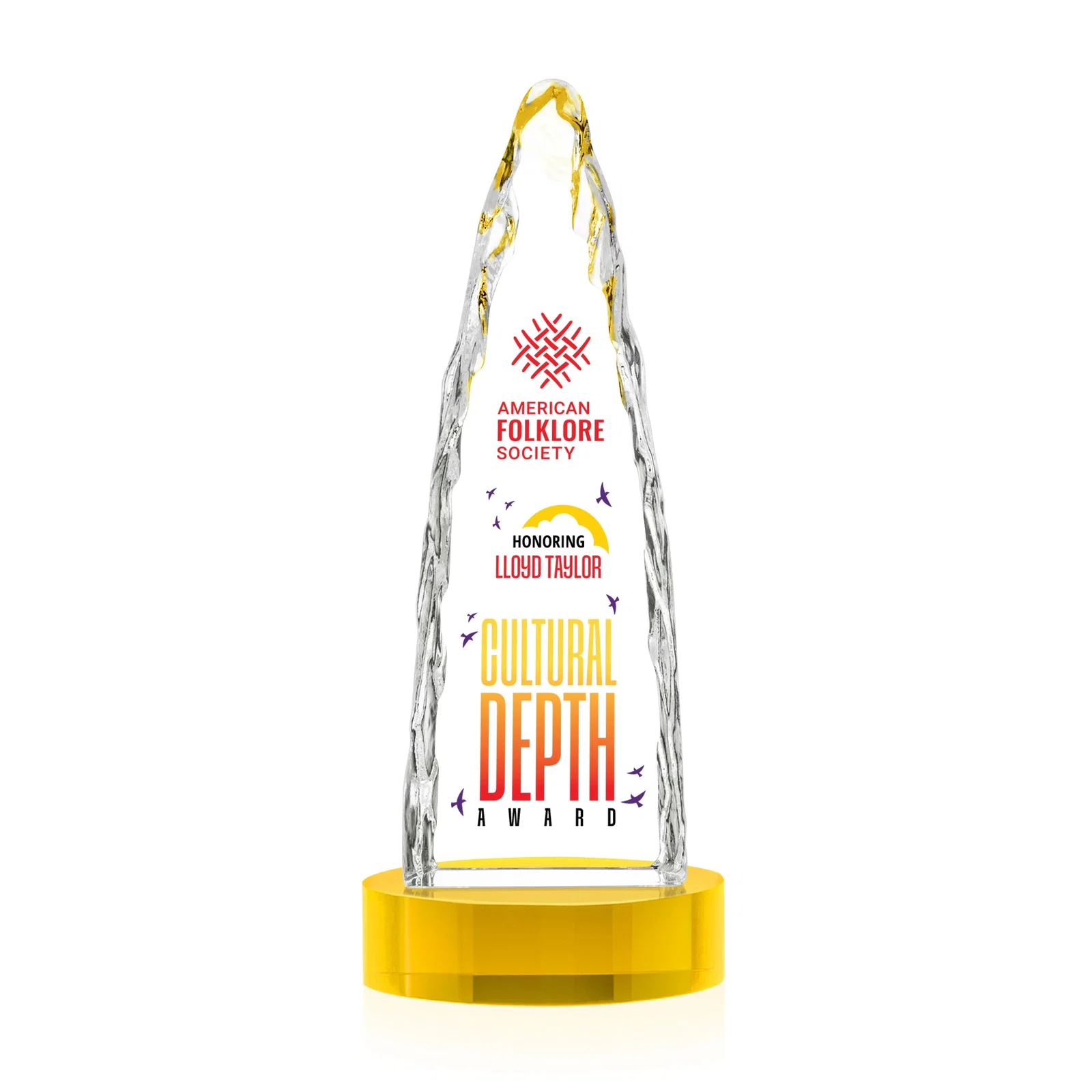 Custom Optical Crystal Tower Award with a Sheared Iceberg Silhouette, awards, with your logo for volunteer appreciation