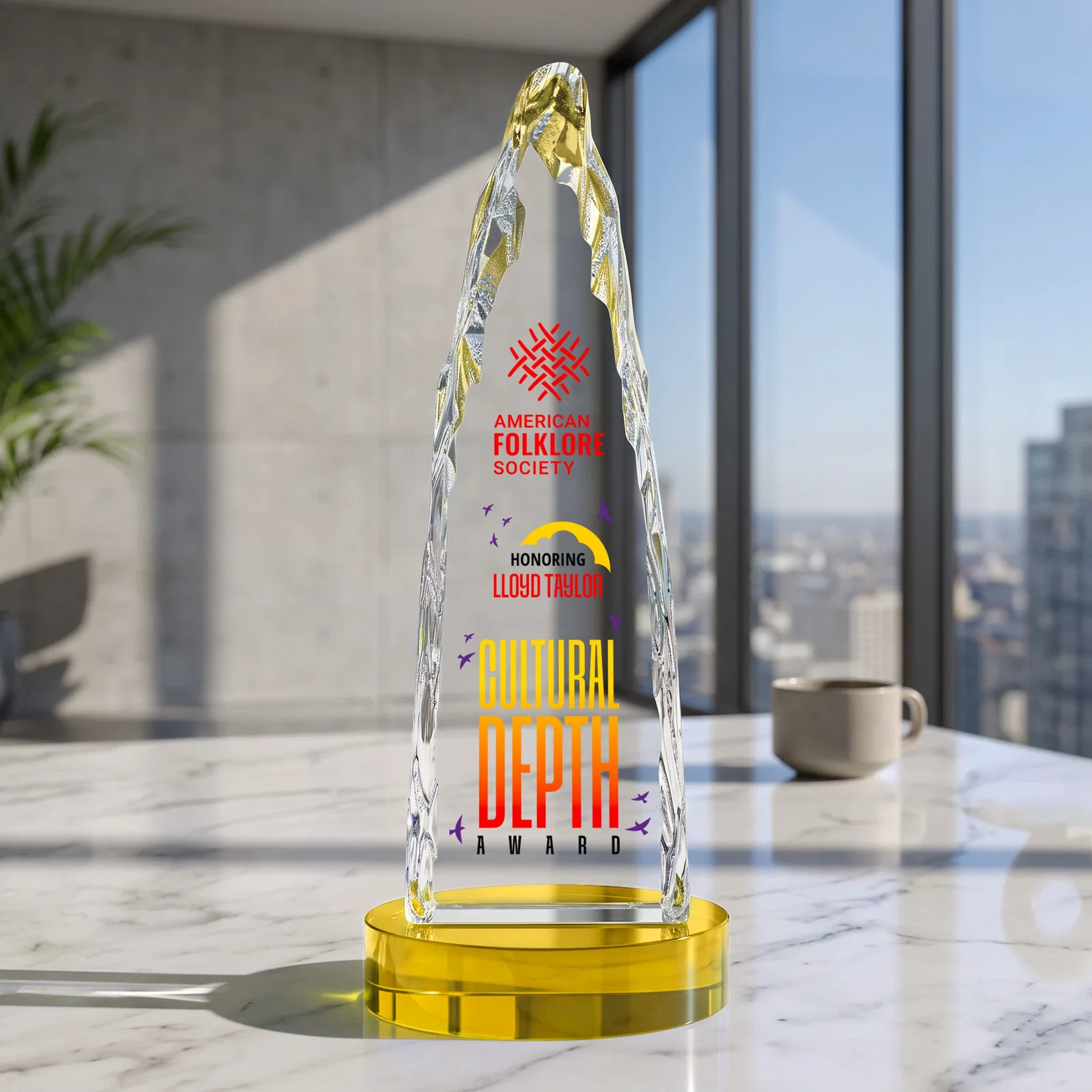 Personalized Optical Crystal Tower Award with a Sheared Iceberg Silhouette, awards, with your logo for employee recognition
