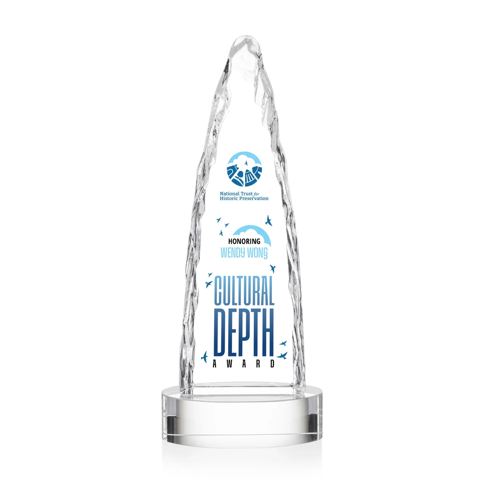 Personalized Optical Crystal Tower Award with a Sheared Iceberg Silhouette, awards, with your logo for sales achievement awards