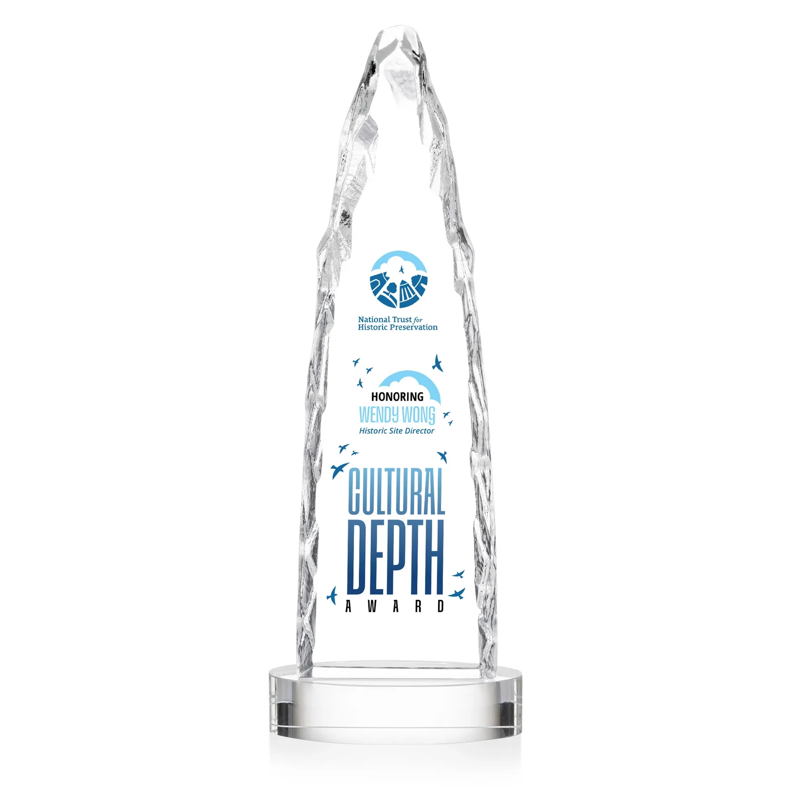 Personalized Optical Crystal Tower Award with a Sheared Iceberg Silhouette, awards, with your logo for team milestone celebrations