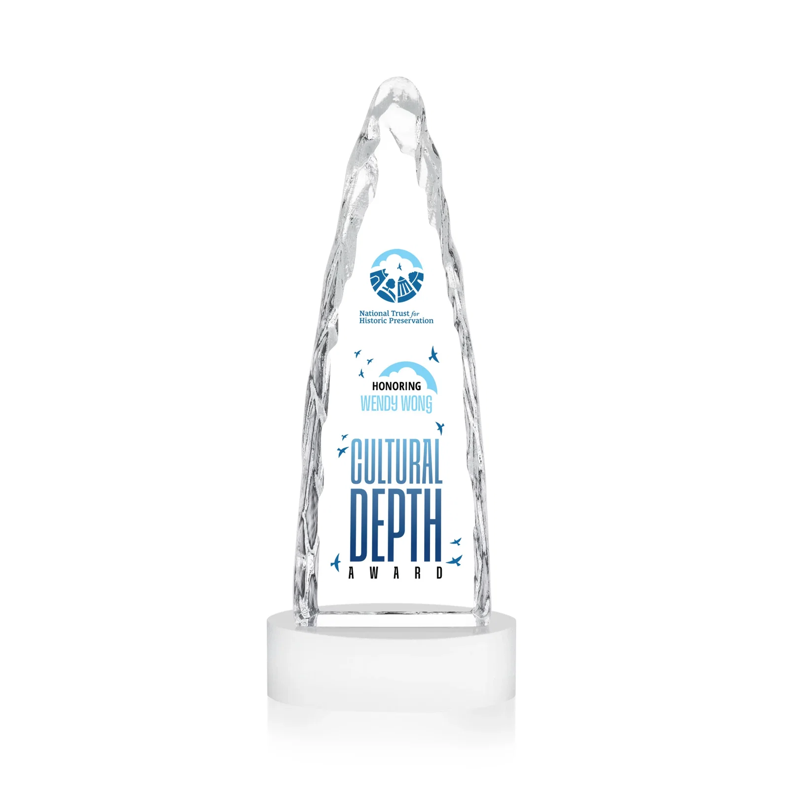 Personalized Optical Crystal Tower Award with a Sheared Iceberg Silhouette, awards, with your logo for safety achievement programs