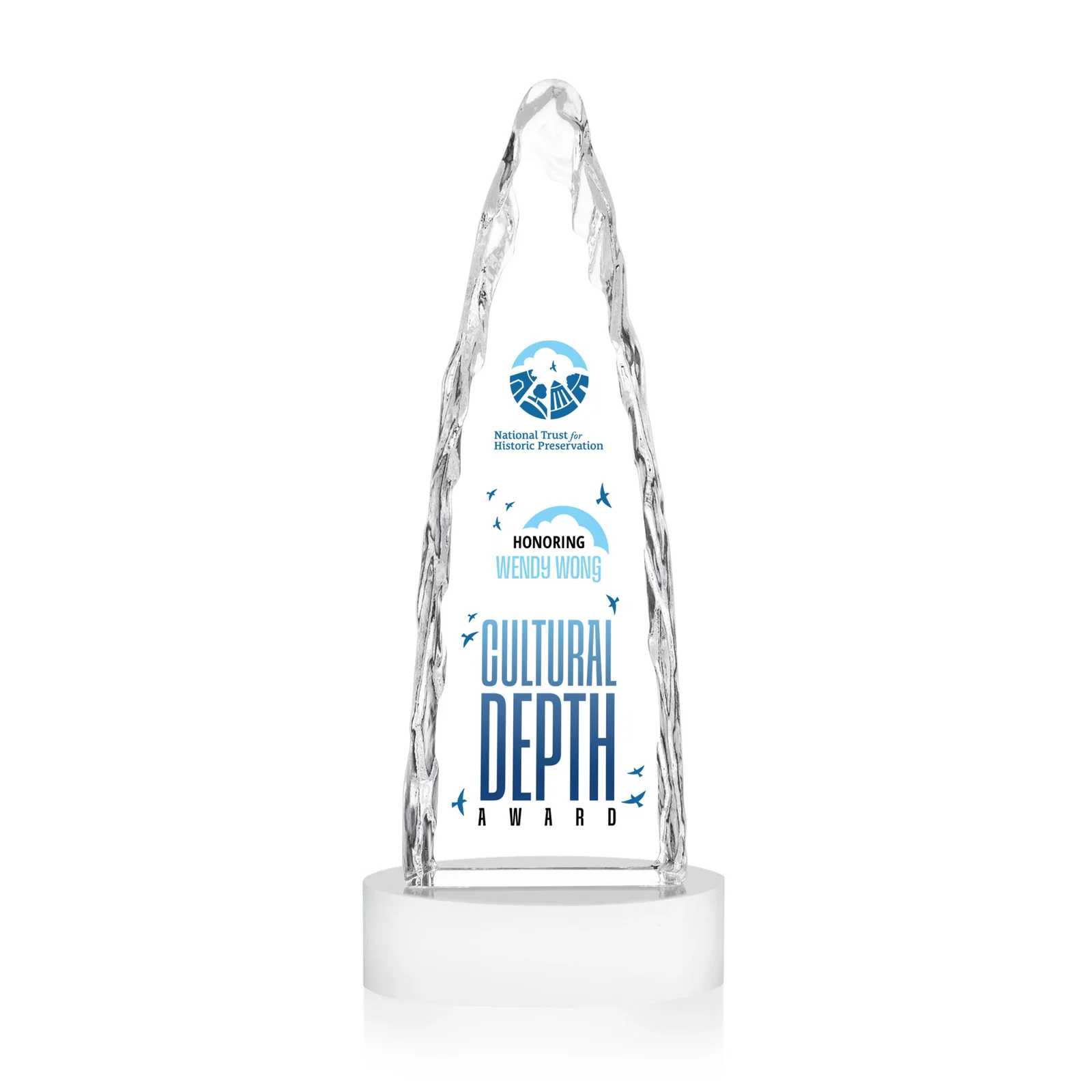 Personalized Optical Crystal Tower Award with a Sheared Iceberg Silhouette, awards, with your logo for volunteer appreciation
