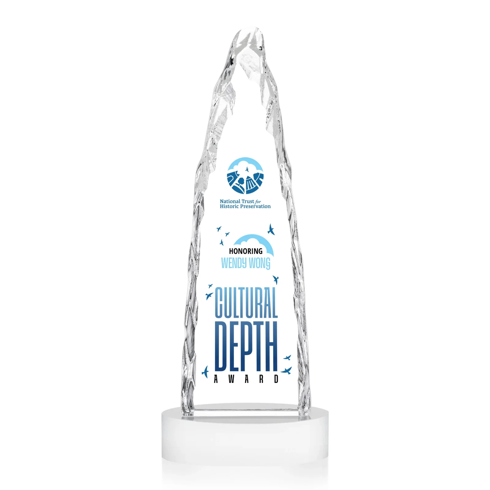 Personalized Optical Crystal Tower Award with a Sheared Iceberg Silhouette, awards, with your logo for dealer and partner awards