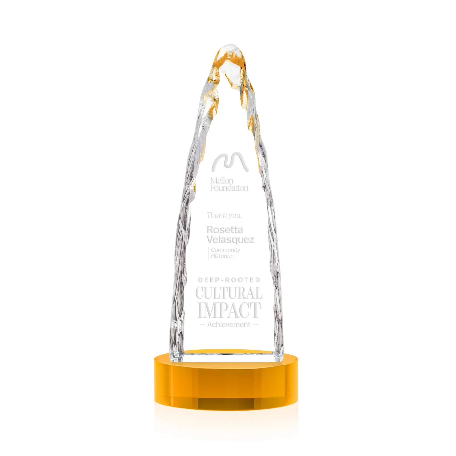 Personalized Optical Crystal Tower Award with a Sheared Iceberg Silhouette, awards for service anniversary gifts