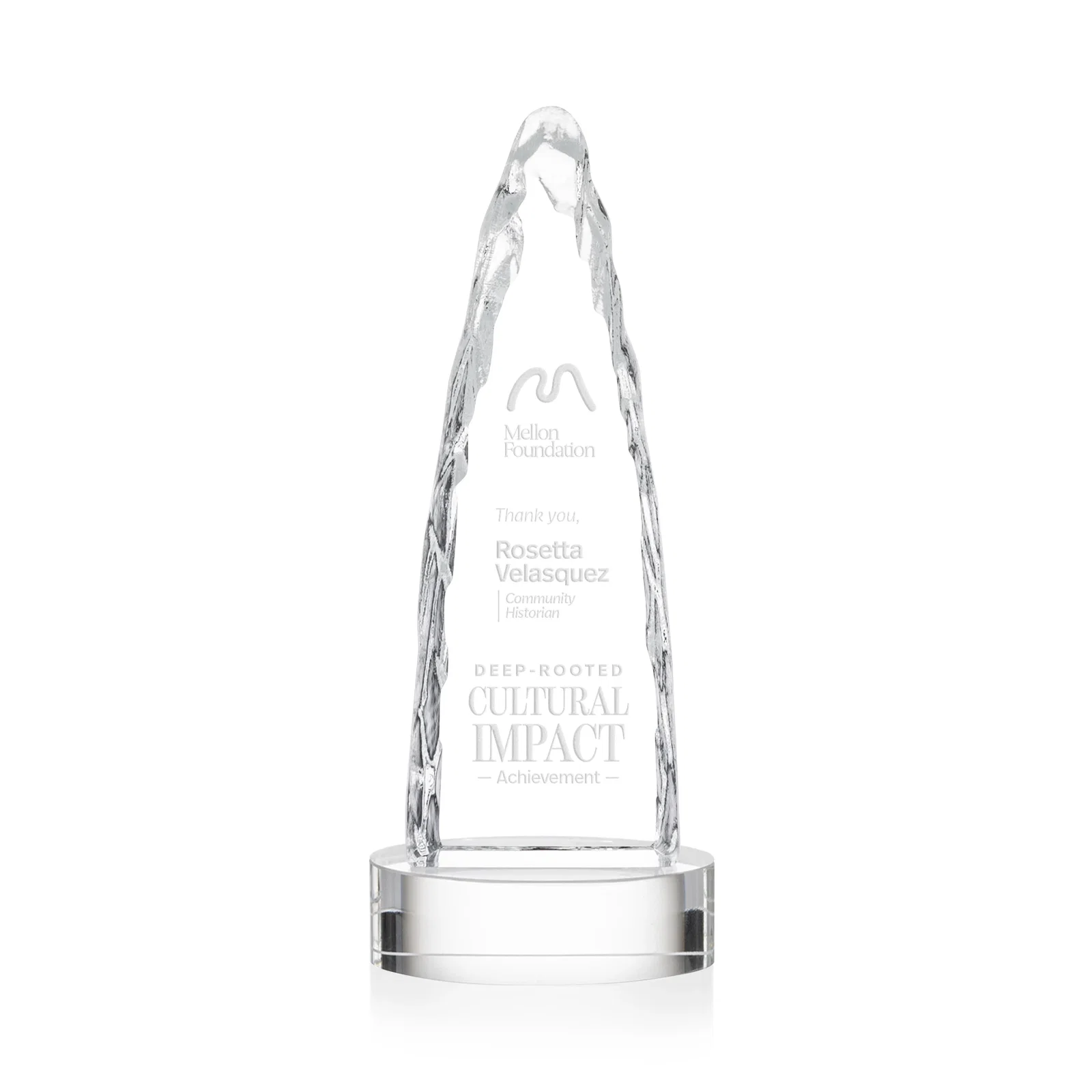 Personalized Optical Crystal Tower Award with a Sheared Iceberg Silhouette, awards for safety achievement programs